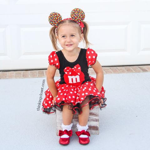 girl wearing mms polka dot dress costume