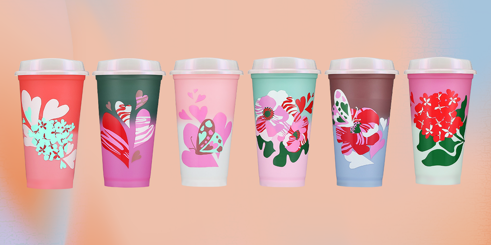 valentine’s day reusable color changing hot cup set 6 pack