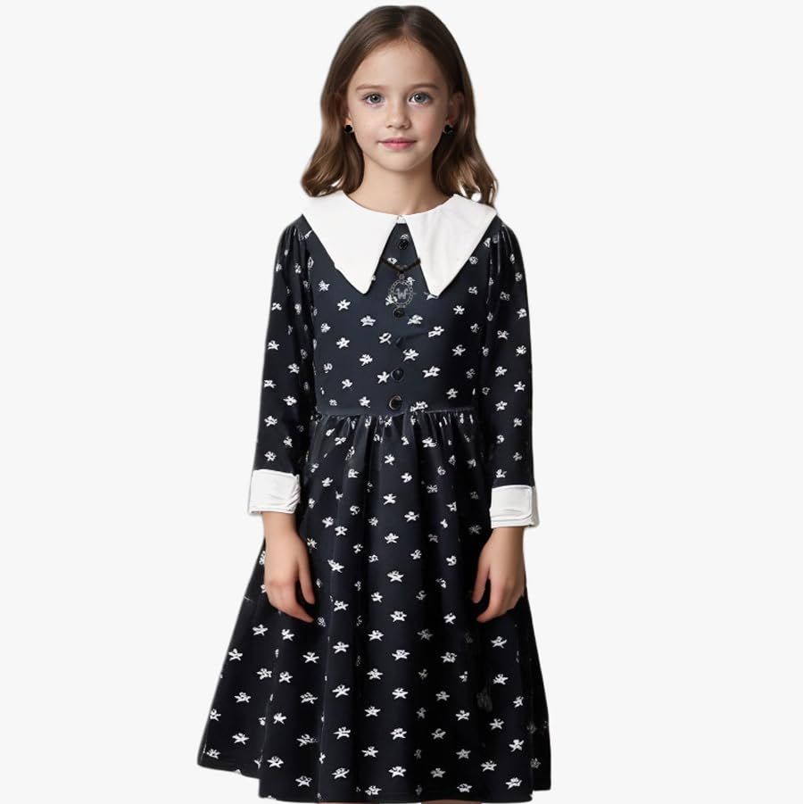 Polka Dot Wednesday Addams Dress for Kids