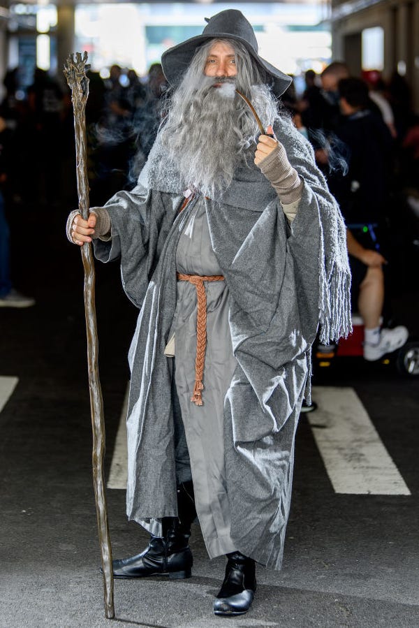 a man dressed as gandalf from lord of the rings