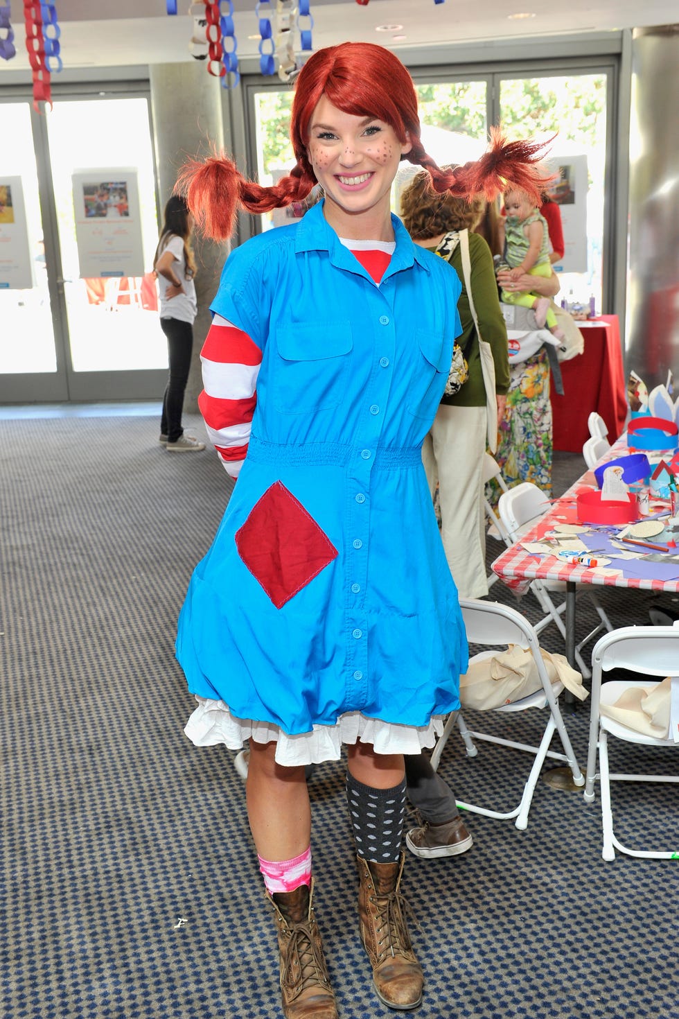 woman dressed up in a diy pippi longstocking costume