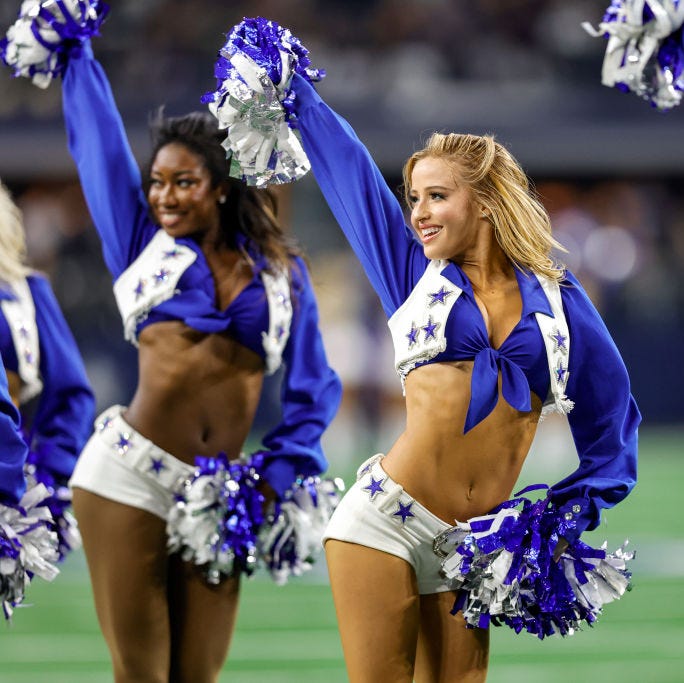 the dallas cowboys cheerleaders perform during the game between the dallas cowboys and the seattle seahawks on november 30, 2023 at att stadium in arlington, texas