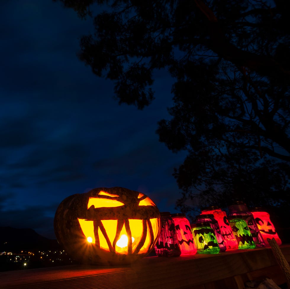 jack o lantern and mason jars