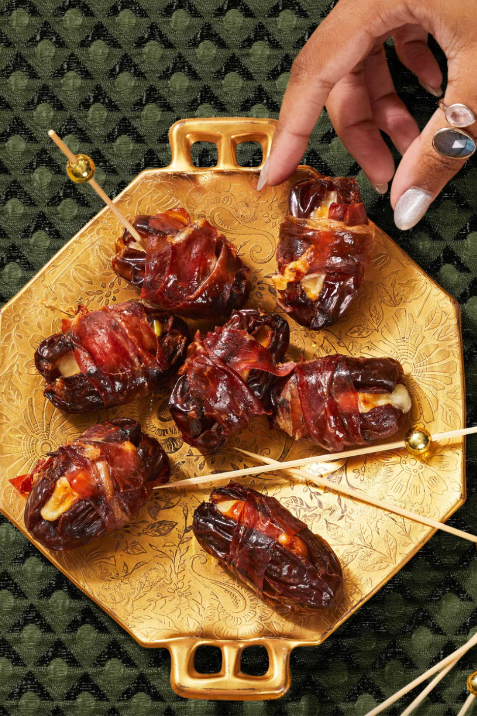 dates stuffed with manchego and wrapped in proscuito