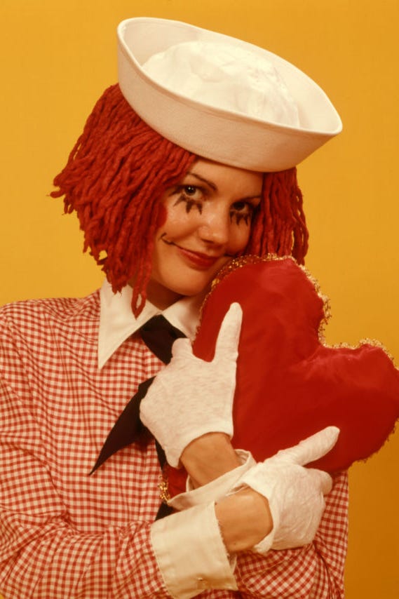 woman dressed as raggedy ann