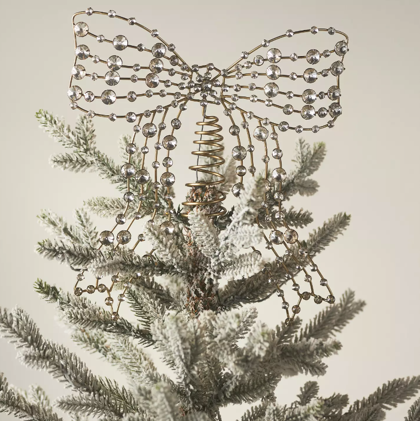 Jeweled Metal Bow Tree Topper