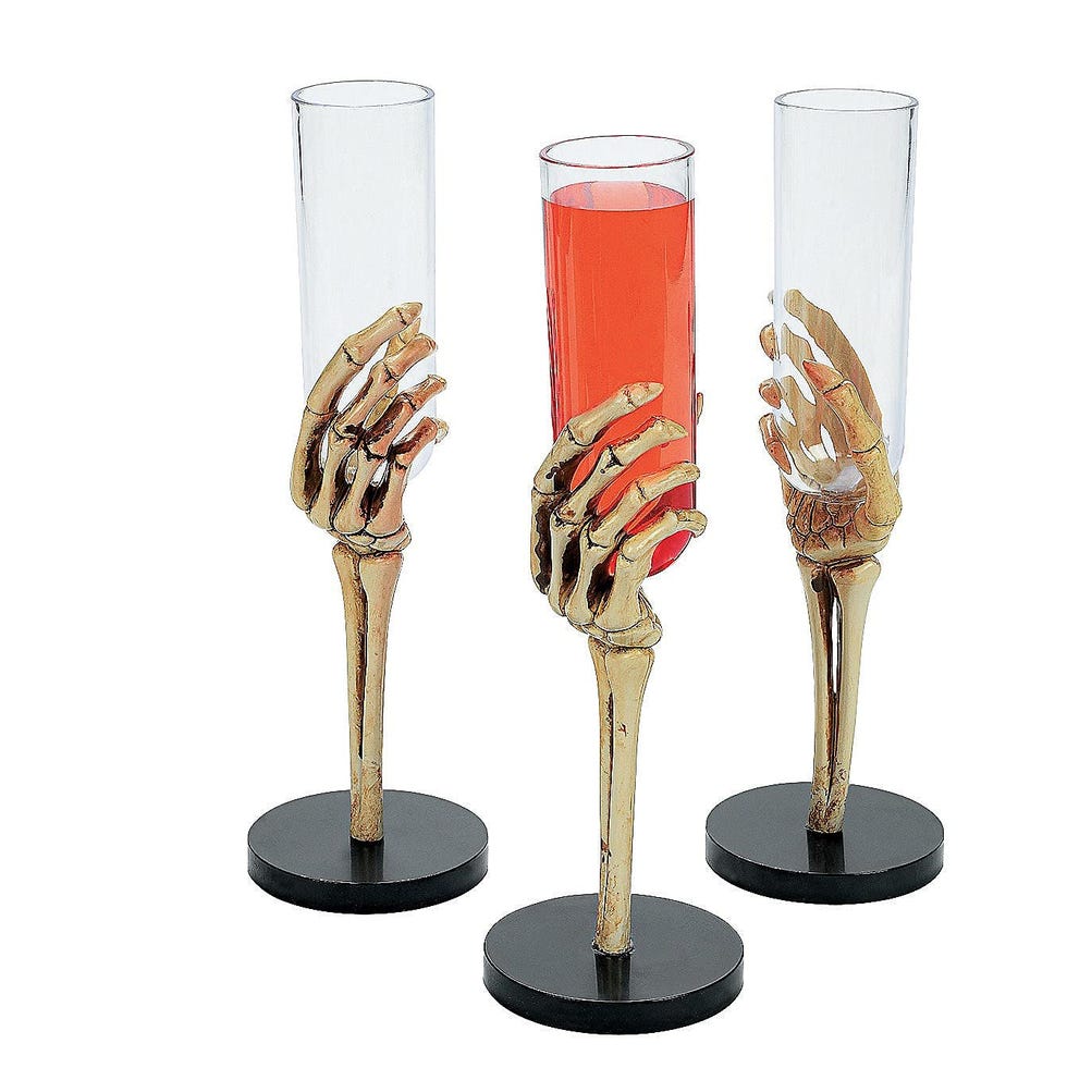 Skeleton Hand Plastic Flute Glasses (12-Piece) 