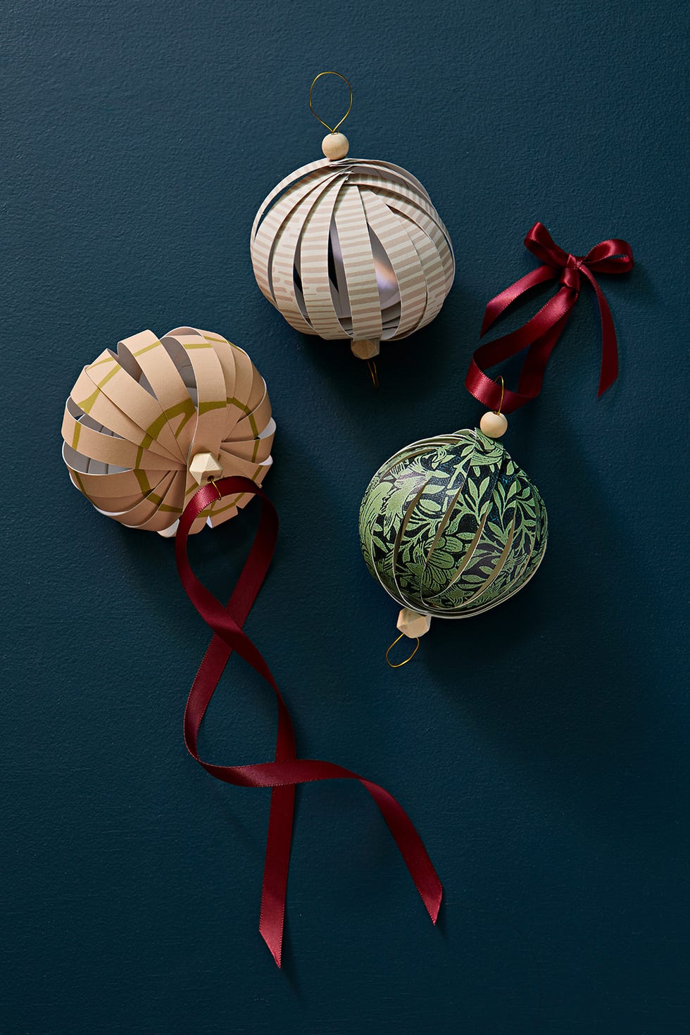 diy upcycled wallpaper ornaments