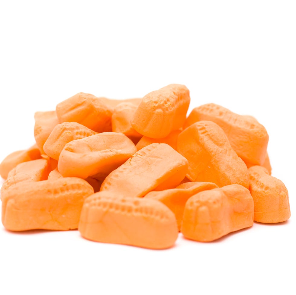 circus peanuts candy on a white background