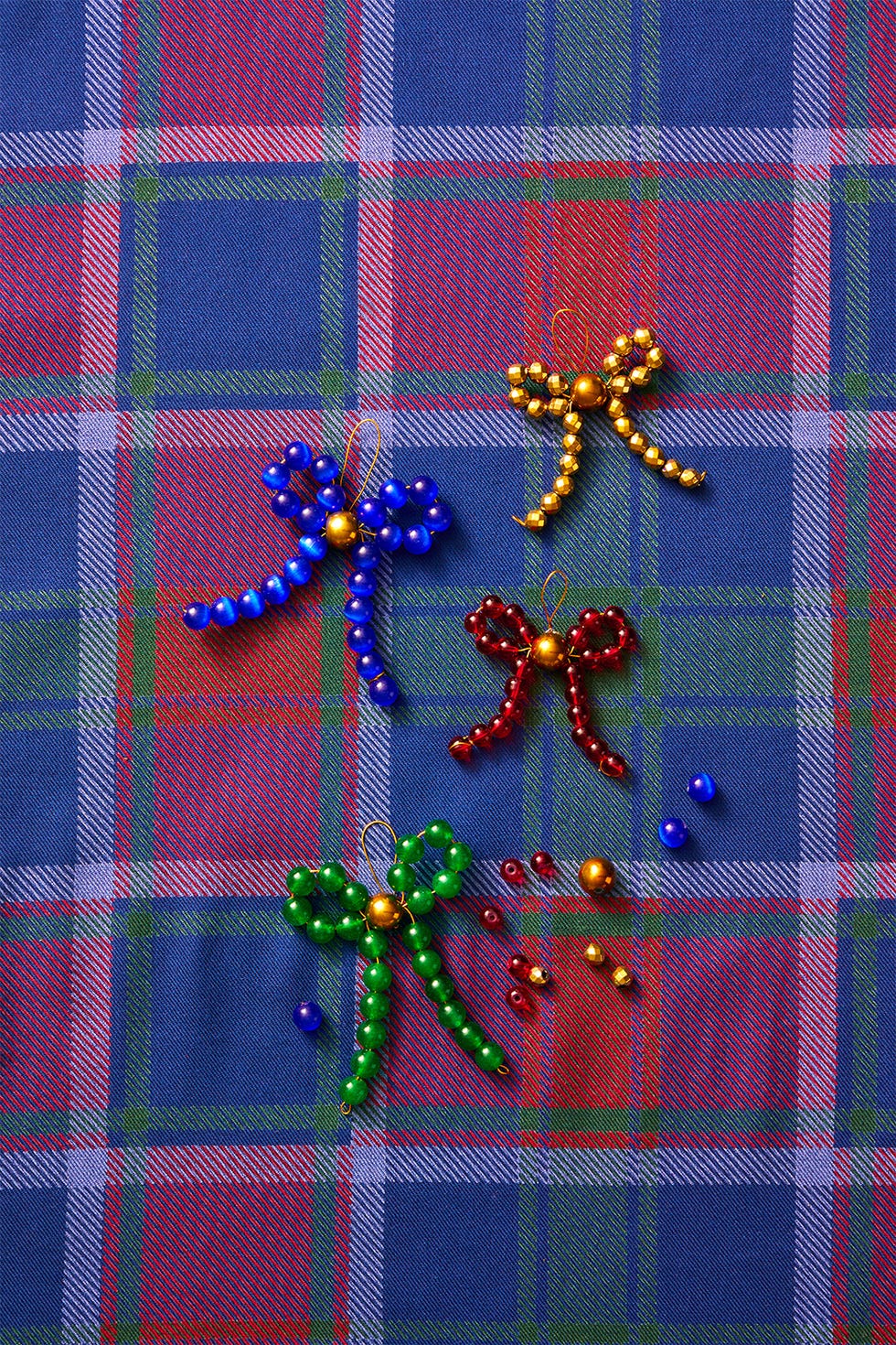 beaded bow ornaments