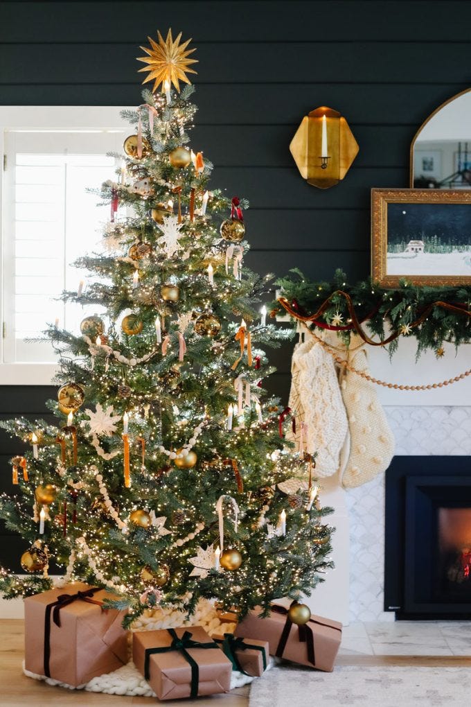 christmas tree with candle lights