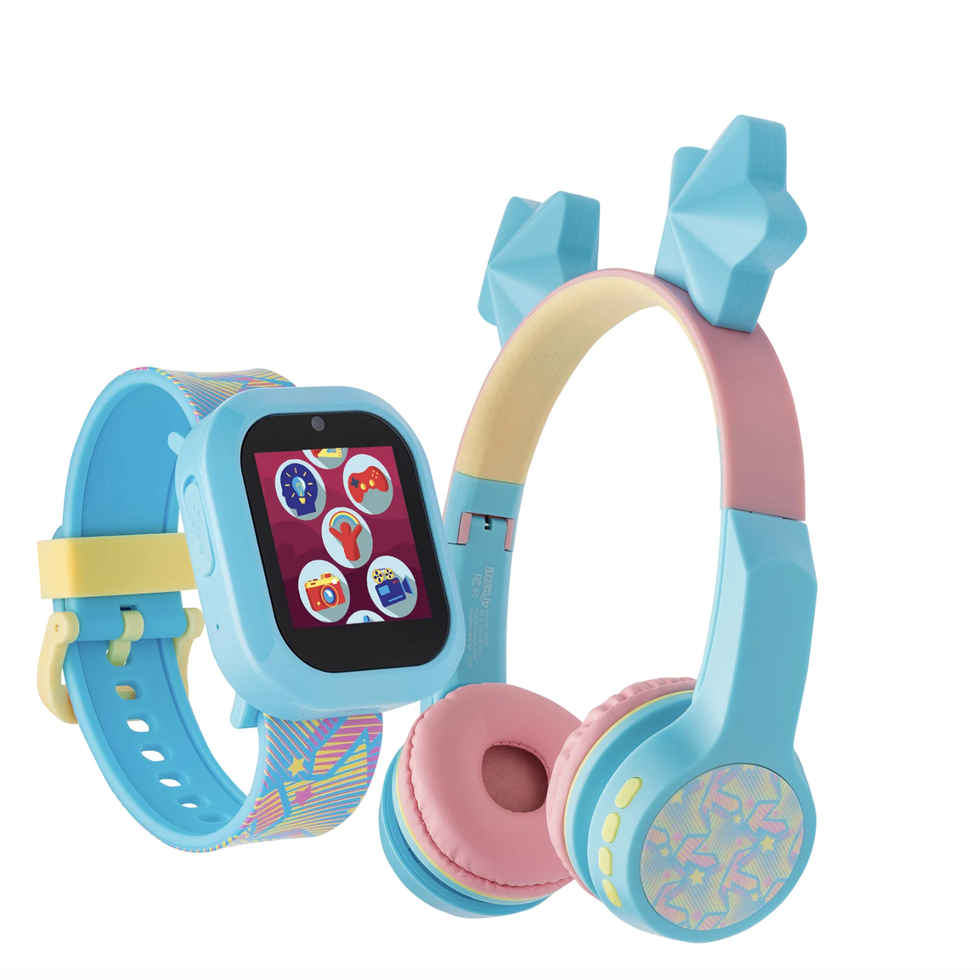 iTech Jr Kids Girls Star Silicone Strap Smartwatch with On Ear Light up Bluetooth Headphones