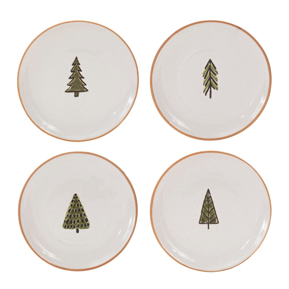 Ceramic Pine Tree Plate (Set of 4)