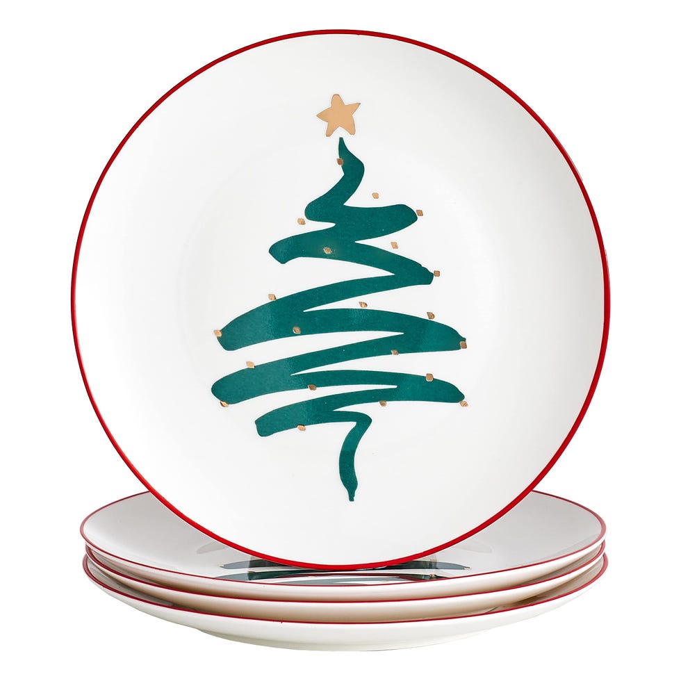 Christmas Holiday Bone China Dessert Plates -  Set of 4