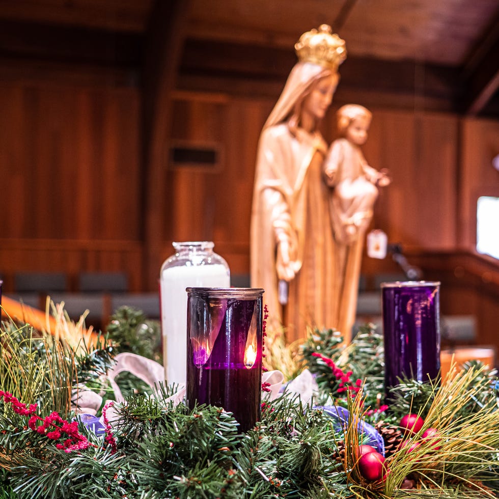 christmas activities close up of advent candles and wreath