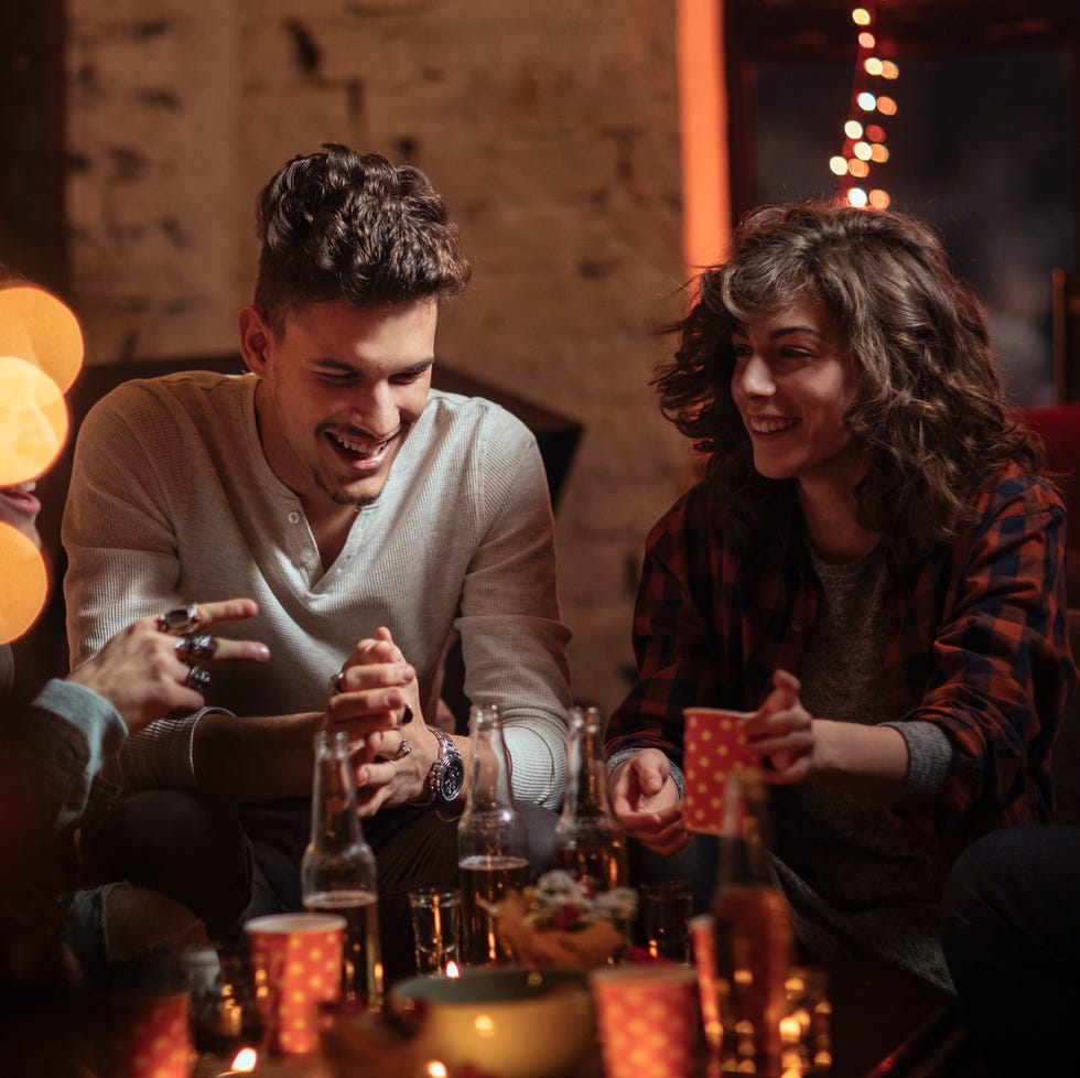 girl and boy talking at the party