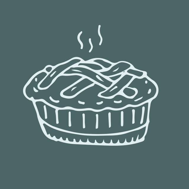 a drawing of a pie with a lattice crust on top