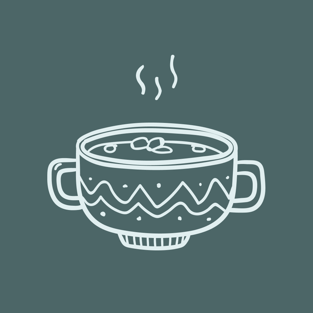 illustration of a steaming bowl filled with soup