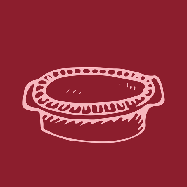 a simple illustration of a baking dish with handles