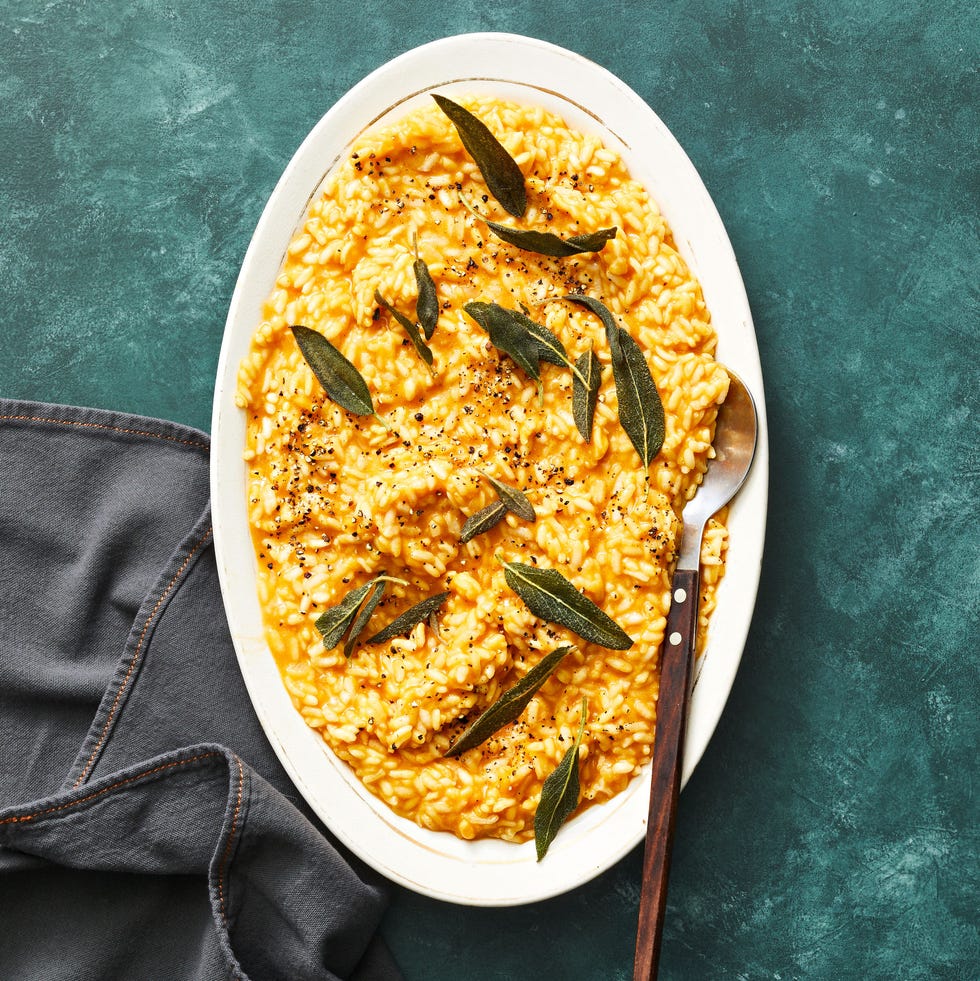 vegan pumpkin risotto with crispy sage