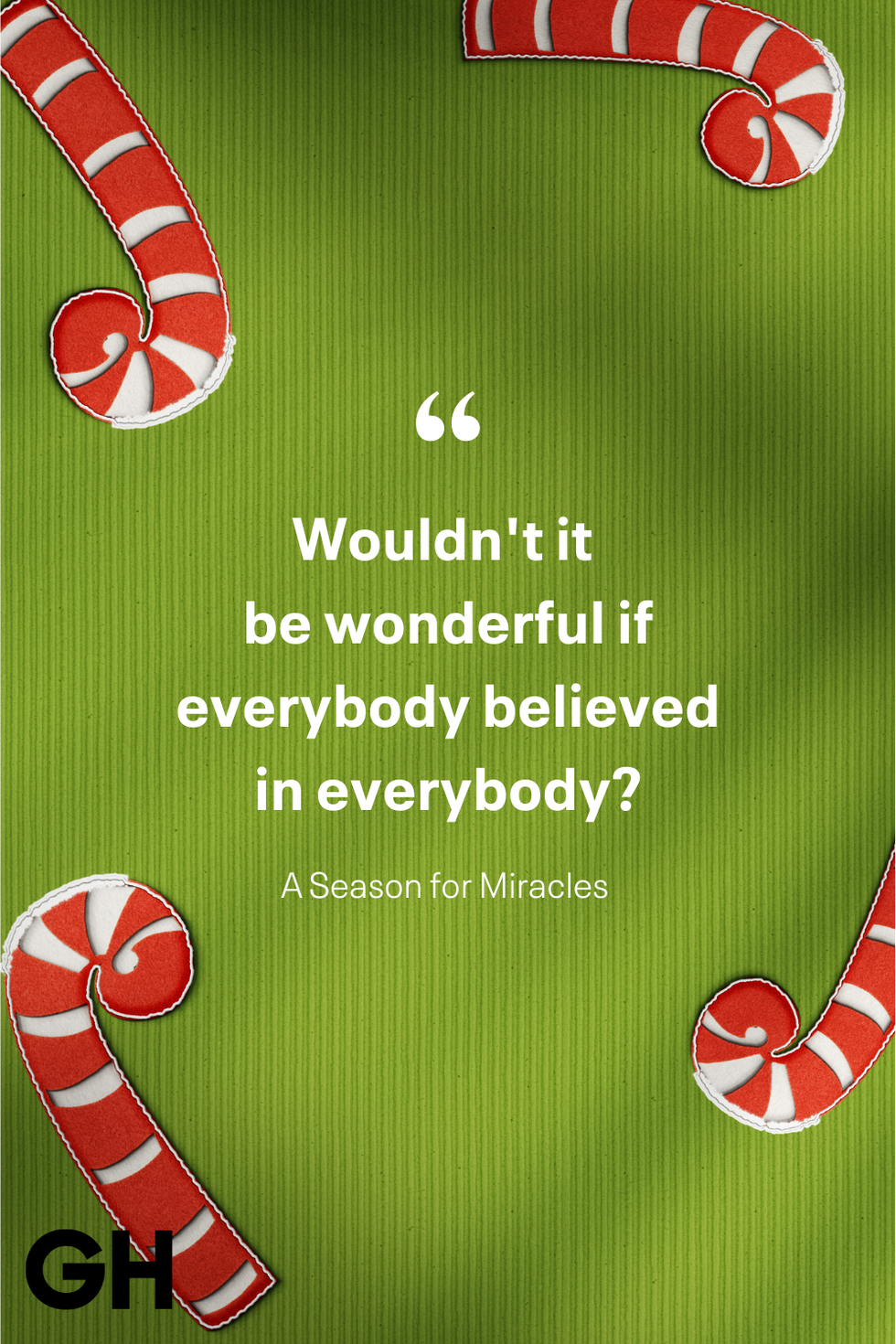 christmas movie quote on green background with candy canes