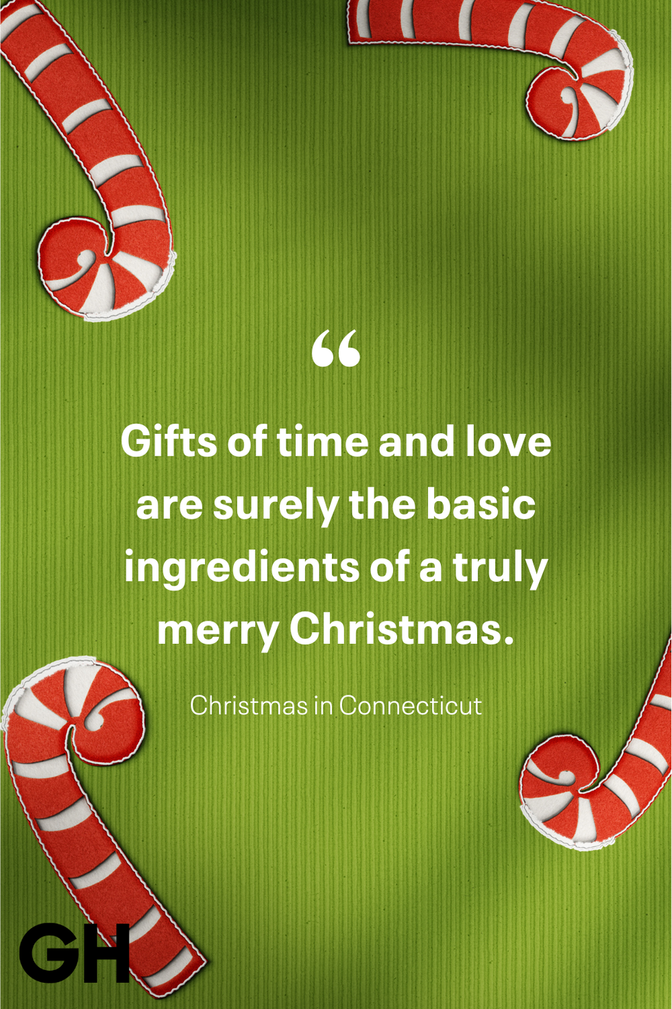 christmas movie quote on green background with candy cane