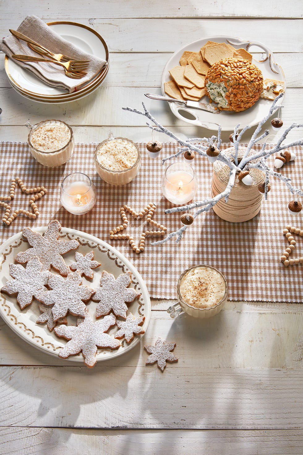 christmas table settings wooden bead stars