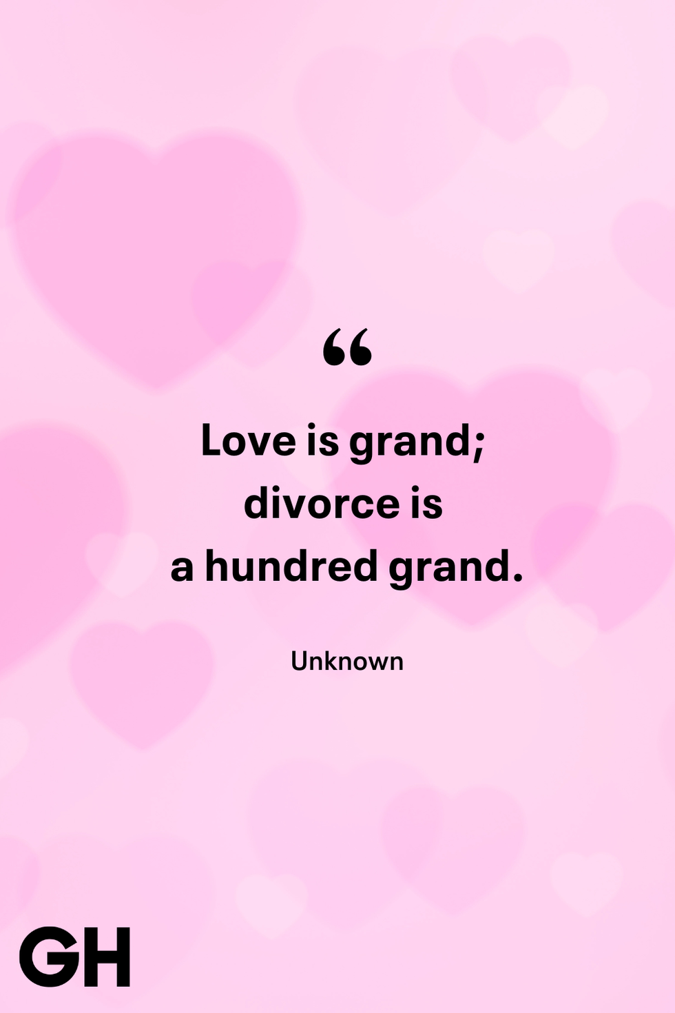 quote about love and divorce on a pink heartpatterned background