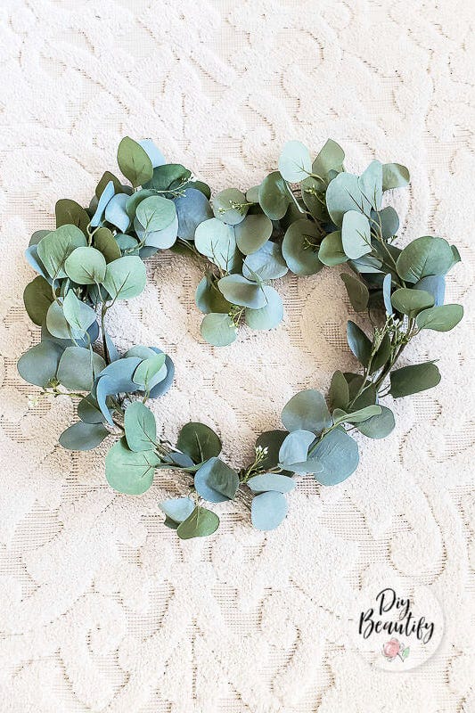 heartshaped wreath of eucalyptus leaves