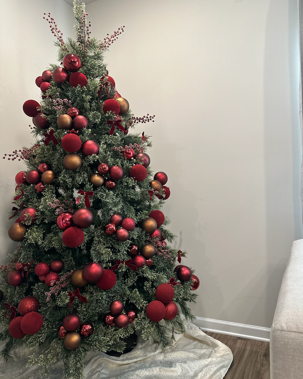 ornament clusters on christmas tree