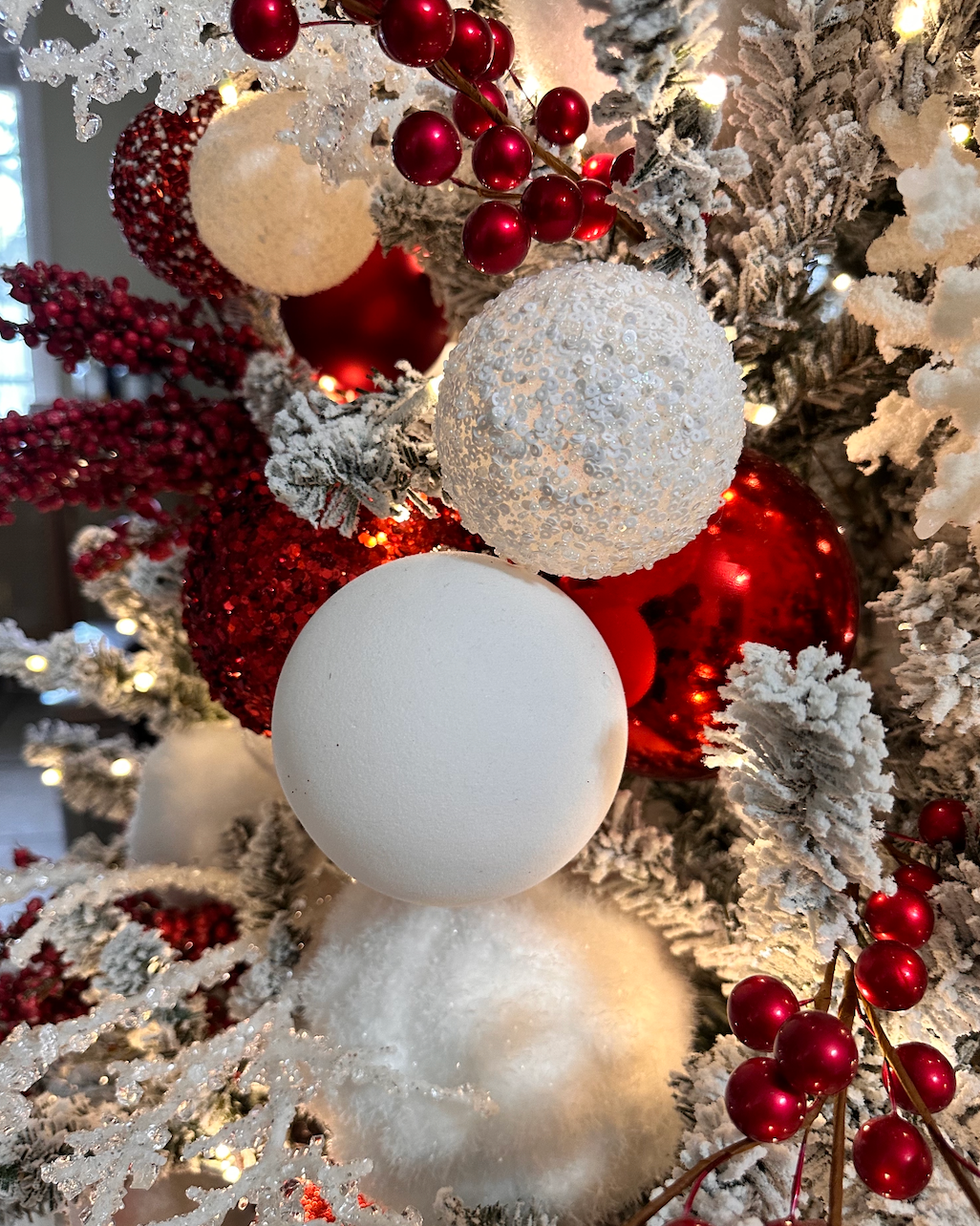 ornament clusters on christmas tree