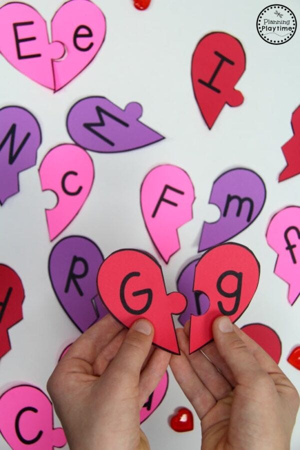 valentines day games  letter matching