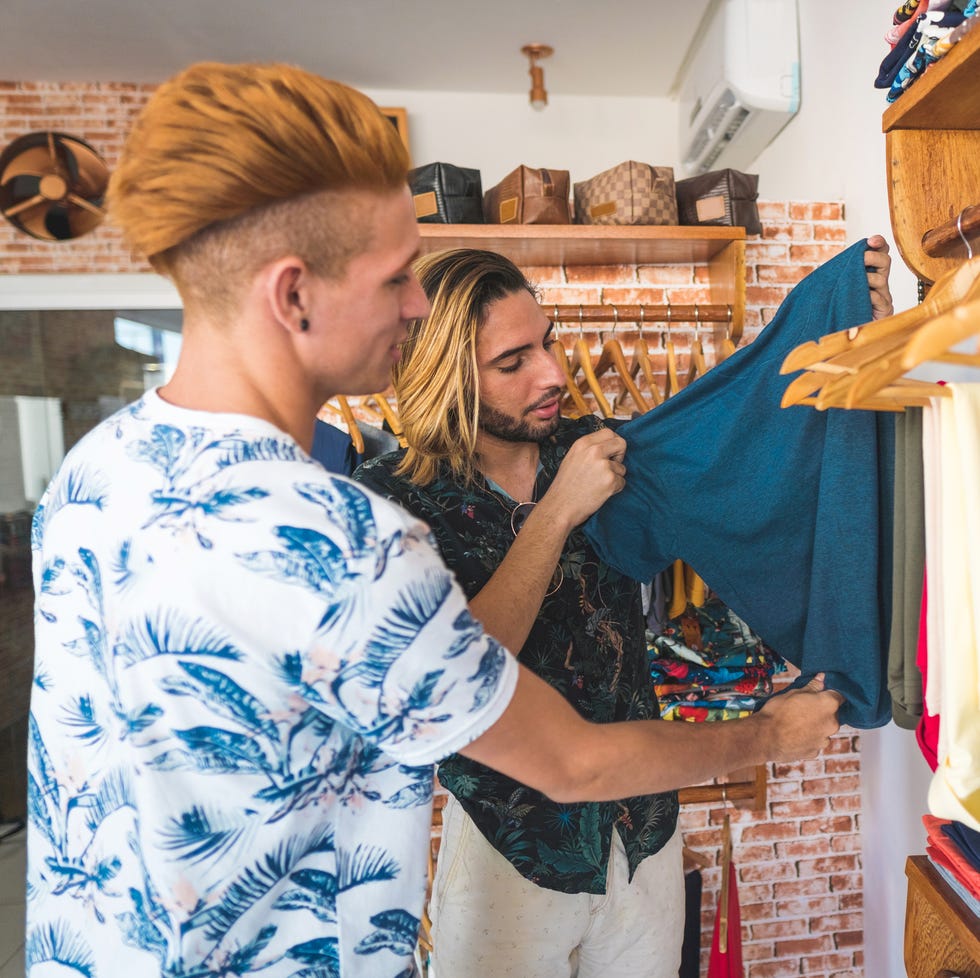 valentines activities gay couple in the clothing store