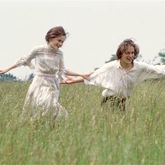 winnie foster and jesse tuck frolic in a meadow in a malickian scene from tuck everlasting